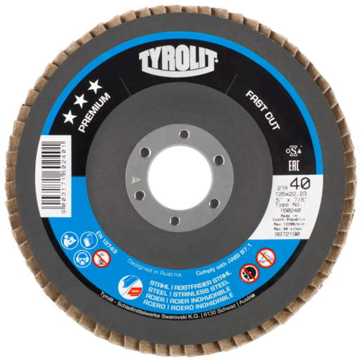 Lamellenschijf Premium 125x22mm P40 ZA40TB Doos à 10 ST 