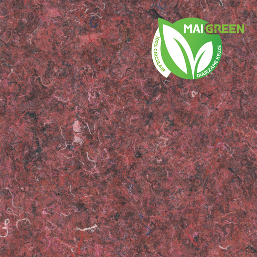 DenimX ECO-HPL RUBY Denim Red (H302-RBY) decoratief oppervlak van gerecycled textiel 100% biologische kern en formaldehydevrij. Afmeting 3050X1220X1MM