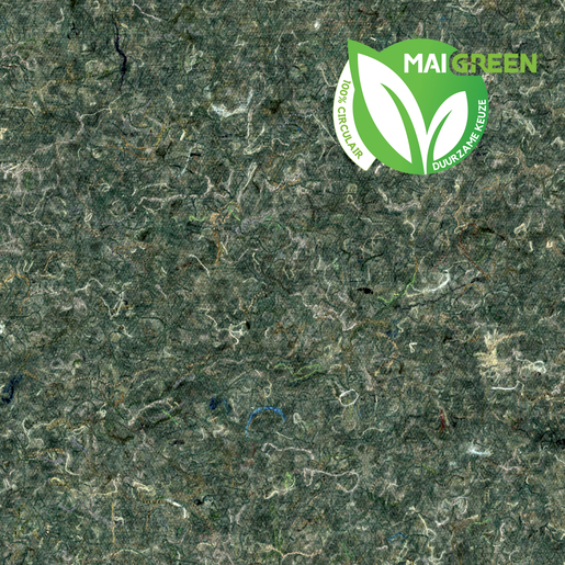 DenimX MOSS Army green (S805-MSS) is een circulair bio-laminaat, gemaakt van gerecycled polyesterkatoen gecombineerd met bio-plastic binder. Afmeting: 3050X1300X1MM