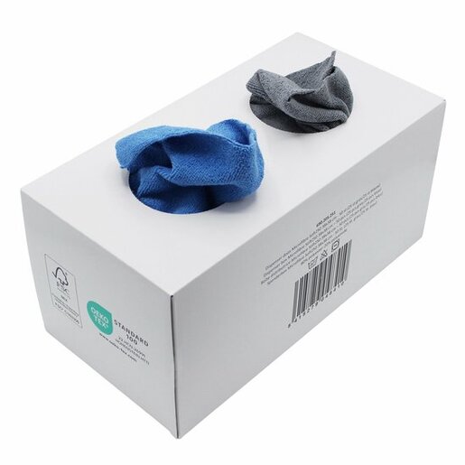 Dispenserdoos doeken soft 250 GR 38x38cm Doos à 50 ST (25 ST grijs/25 ST blauw) 